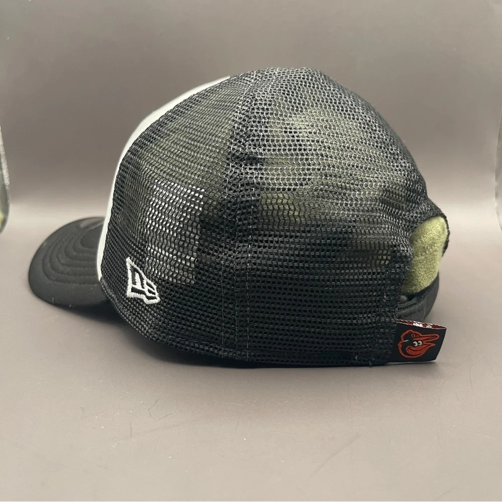 Toddler Baltimore Orioles New Era White/Black Painted A-Frame 9FORTY Trucker Adj